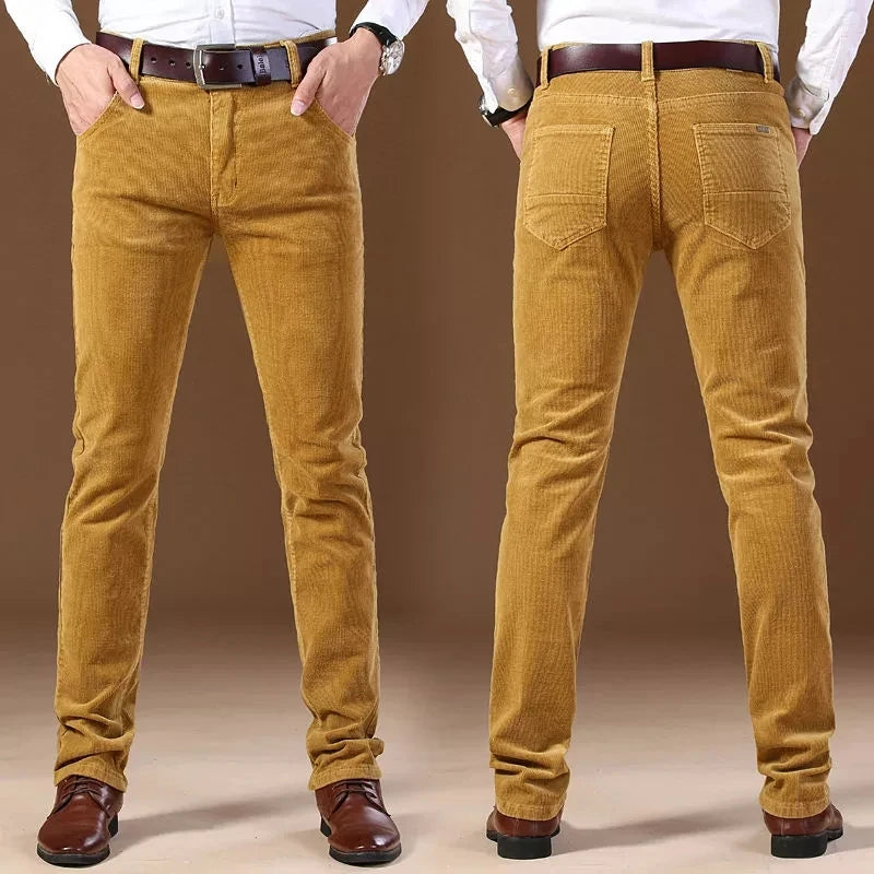 NoEnName_Null Autumn Winter Men`s Thick Warm Corduroy Pants Fleece Trousers Male Casual Business Style Long Jeans Men