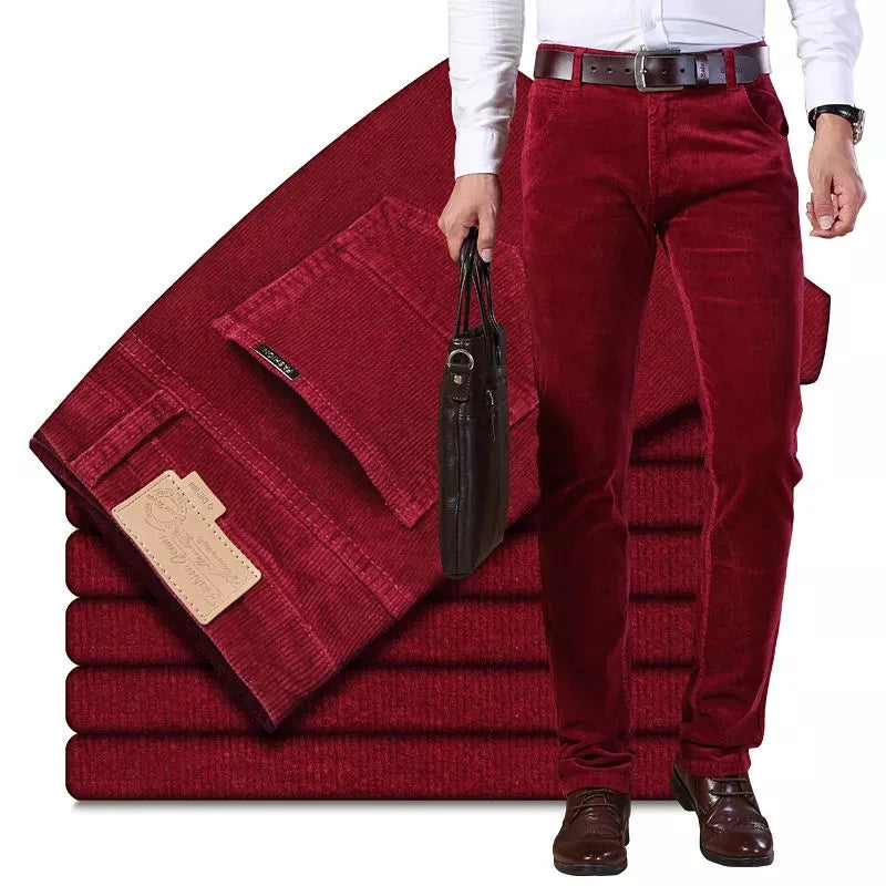 NoEnName_Null Autumn Winter Men`s Thick Warm Corduroy Pants Fleece Trousers Male Casual Business Style Long Jeans Men