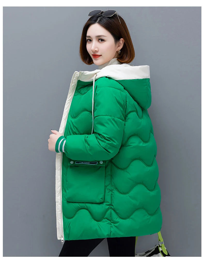 Women's Long Hooded Thicken Cotton Parka-Winter Down Puffer Coat 2024.