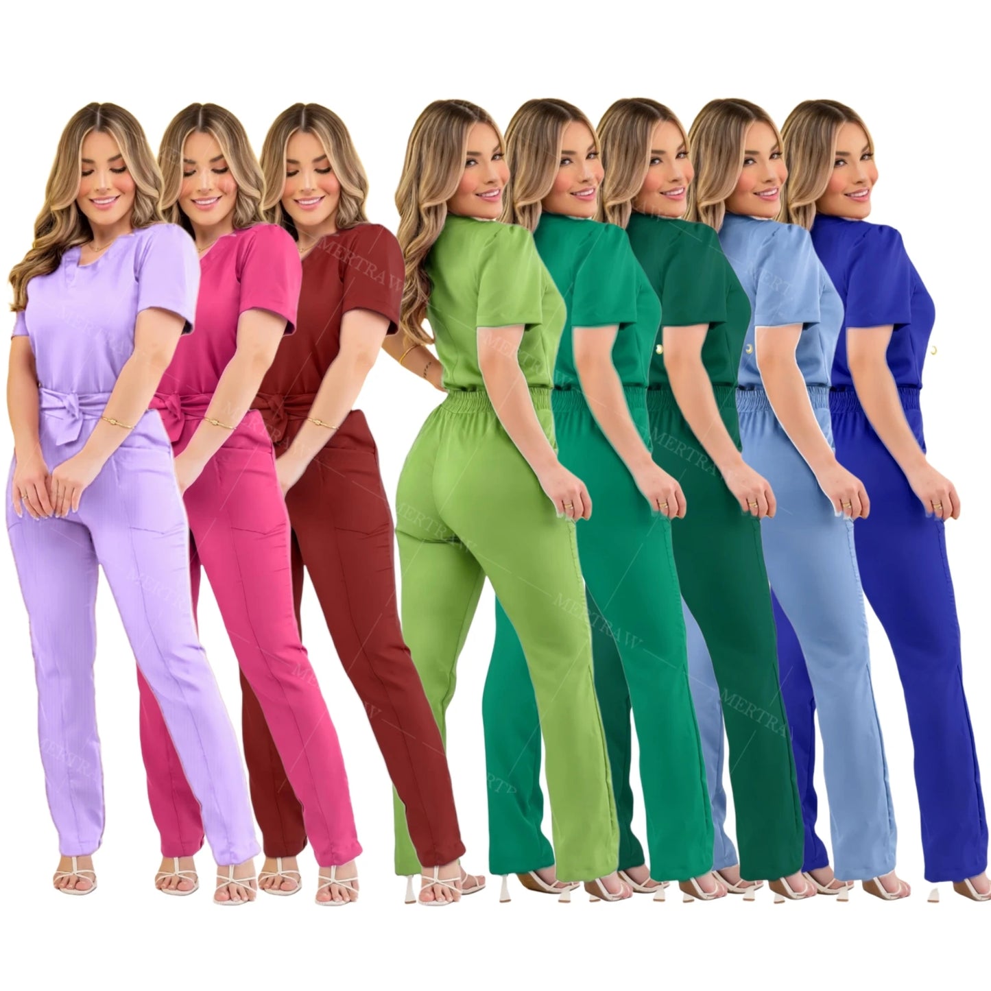 MERTRAW Polyester and Spandex Hospital Scrubs Uniform-Medical Scrubs Set for Nurses and Beauty Professionals.