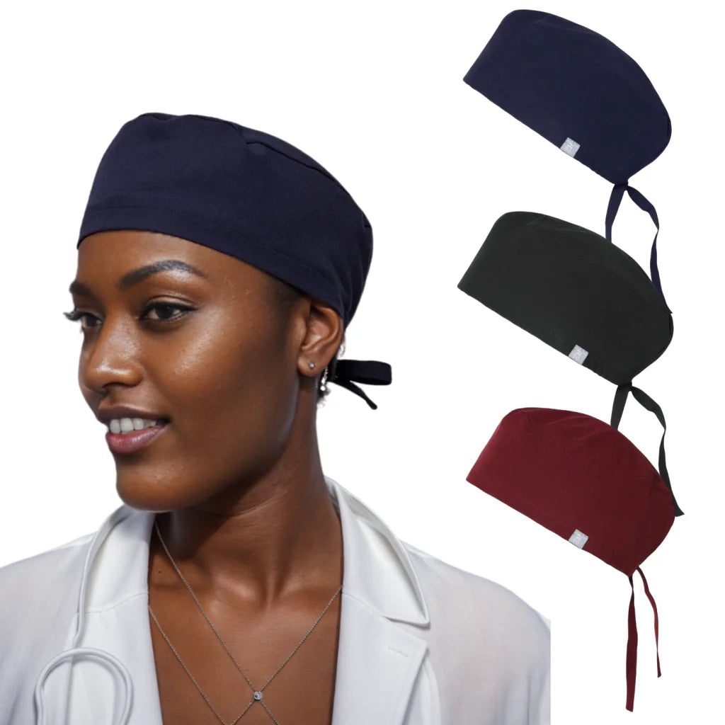 Unisex Scrub Hat with Sweat-absorbent Beauty Salon Working Cap Cartoon Printing Tooth Check Work Hat Wholesale Nurse Accessories