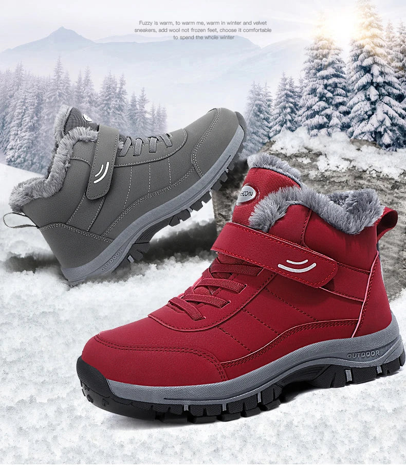 Unisex Waterproof PU Leather Hiking Boots-Winter Climbing Sneakers for Men & Women.