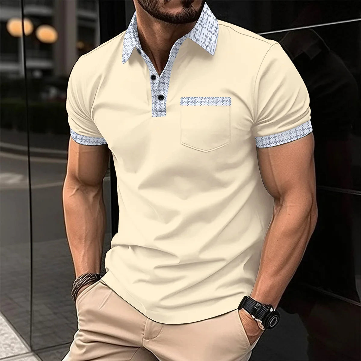 Summer New Men's Clothing Casual Polo Short-Sleeved Shirt Rowan Collar.