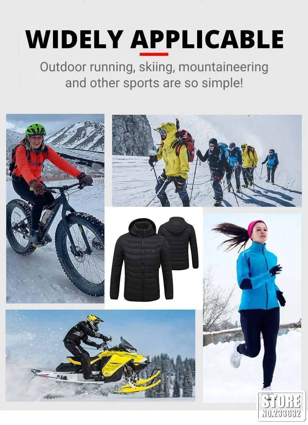 NoEnName_Null Men's Winter Heated Jacket- USB 21 Zones heated jacket for motorcycle, skiing and camping.