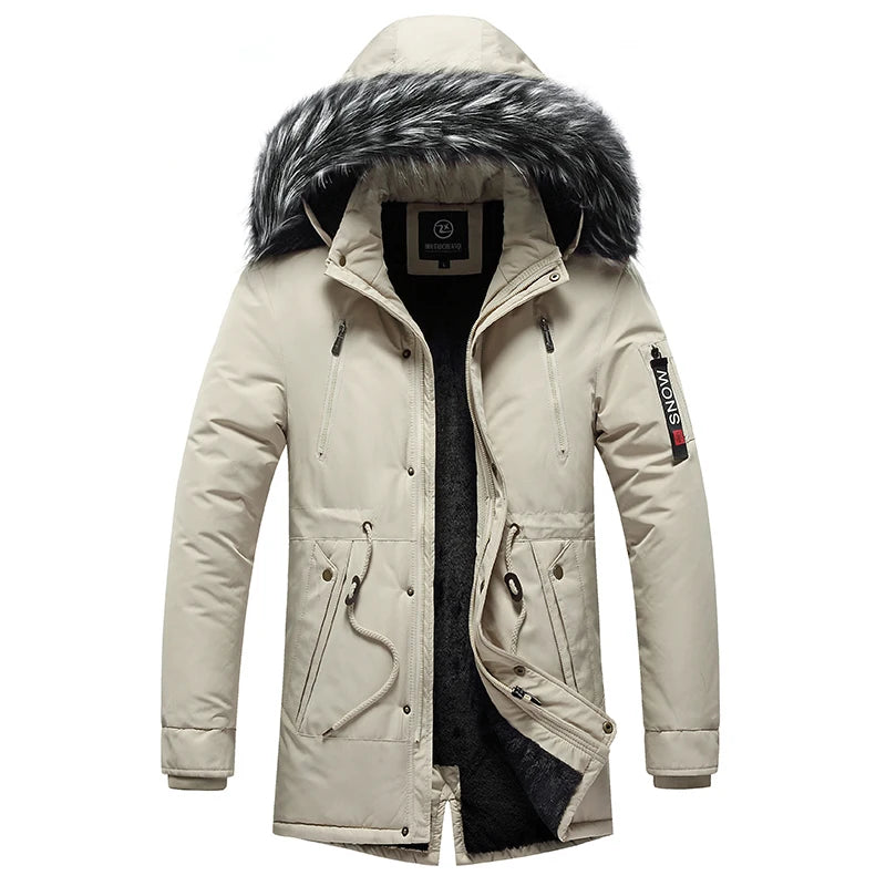 Winter Men Warm Parkas Windproof Casual Cotton Jacket With Fur Collar Thicken Outwear Detachable Hat Jacket.