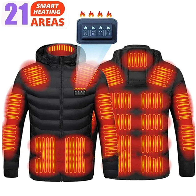 NoEnName_Null Men's Winter Heated Jacket- USB 21 Zones heated jacket for motorcycle, skiing and camping.