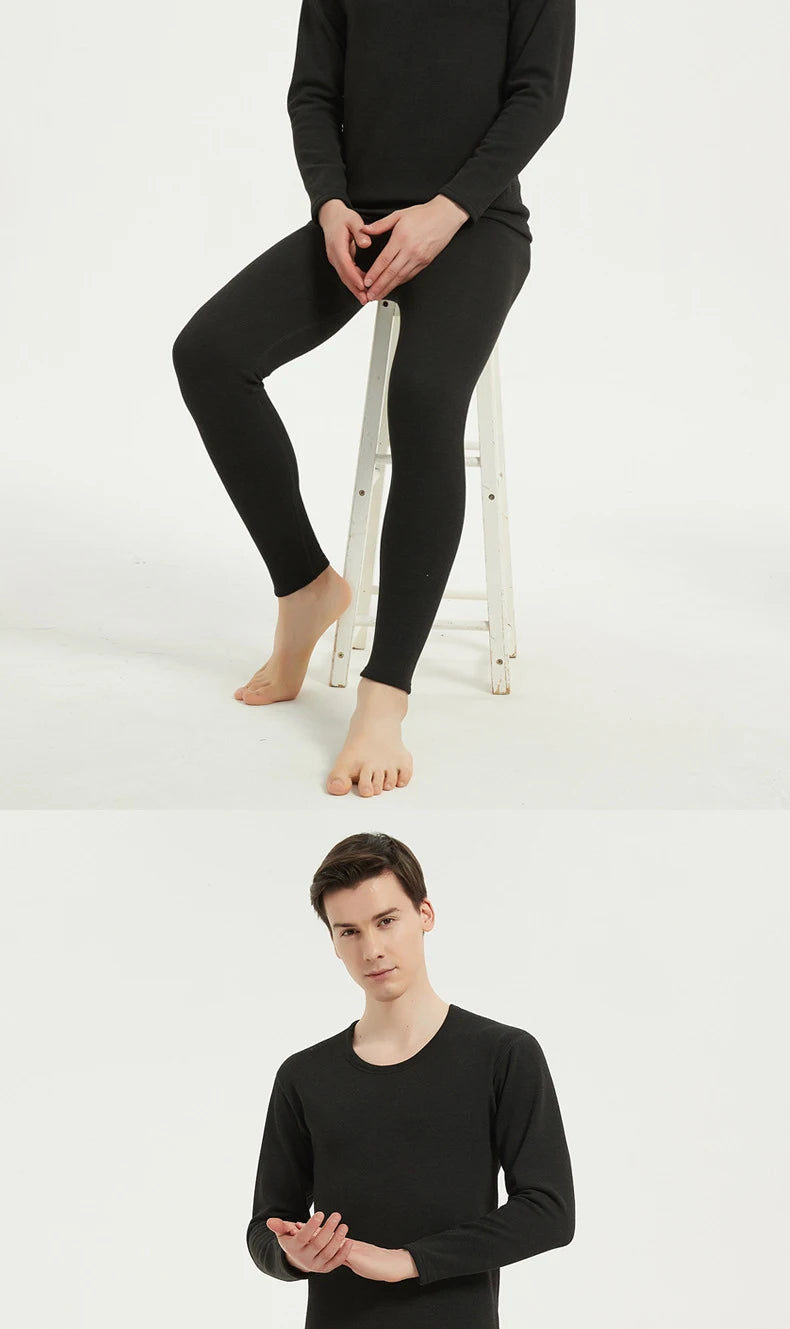 SYTYCLHABROU Luxury Velvet Thermal Underwear Set for Unisex Ultimate Winter Layers -Thick Cashmere Long Sleeve Tops & Pants.