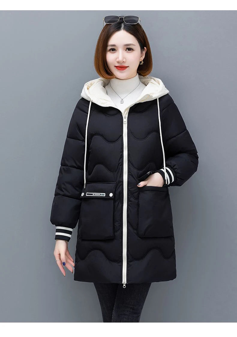 Women's Long Hooded Thicken Cotton Parka-Winter Down Puffer Coat 2024.