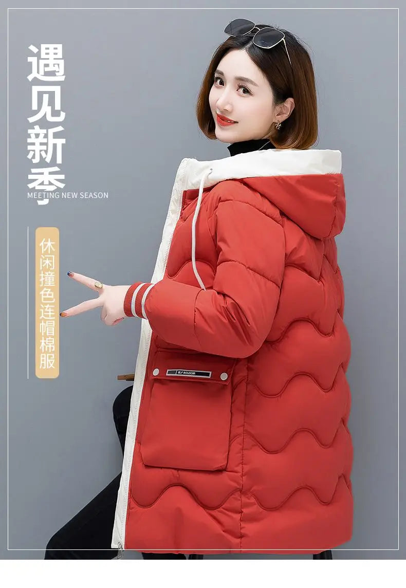 Women's Long Hooded Thicken Cotton Parka-Winter Down Puffer Coat 2024.