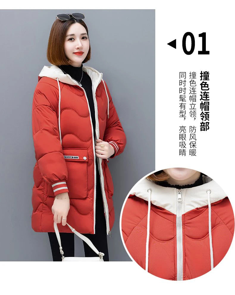 Women's Long Hooded Thicken Cotton Parka-Winter Down Puffer Coat 2024.