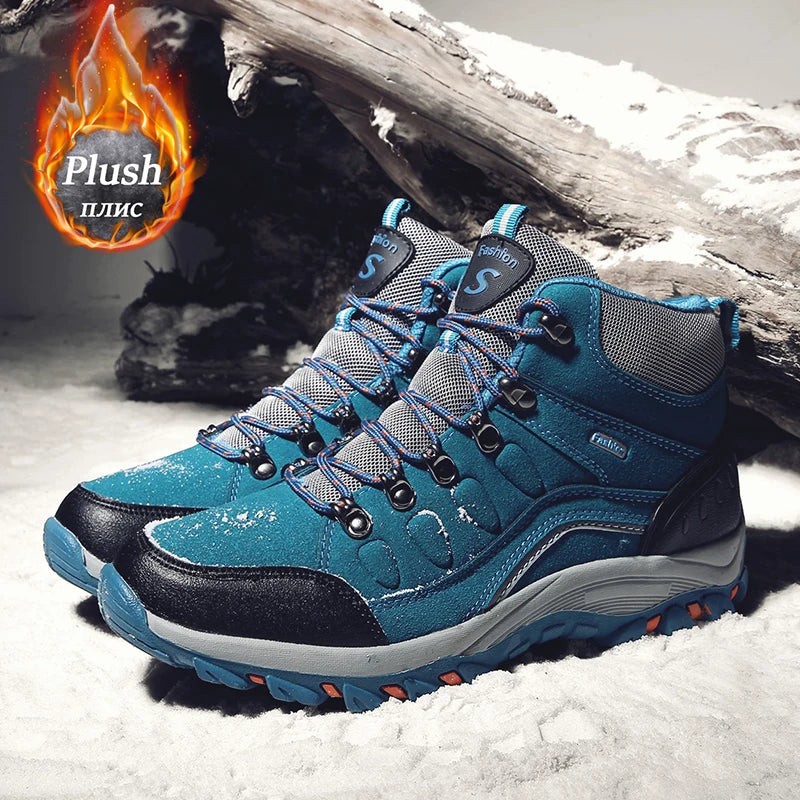 Plush Men's Shoes Winter Anti Slip Snow Boots Outdoor Hiking Shoes High Quality Waterproof Boots Casual Shoes For Men Size 35-46