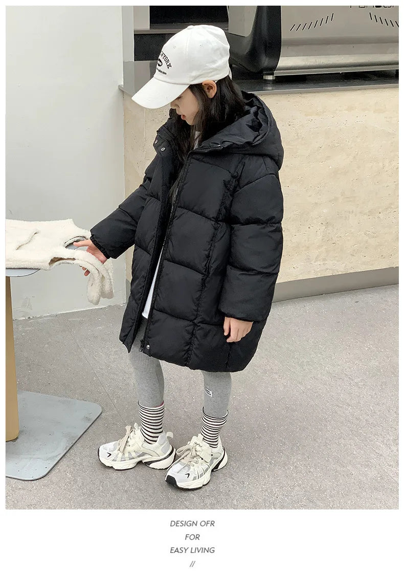 2024 Korean Style Girls' Cotton Padded Down Jackets-Warm & Stylish Autumn /Winter Outerwear for Ages 7-12.