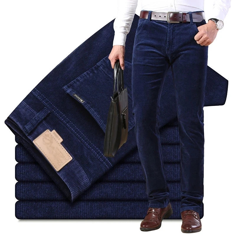 NoEnName_Null Autumn Winter Men`s Thick Warm Corduroy Pants Fleece Trousers Male Casual Business Style Long Jeans Men