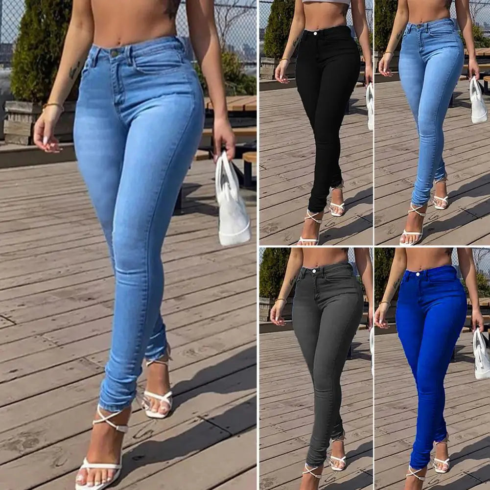 Mid-Waist Skinny Denim Jeans Slim-fitting Legging For Girls.