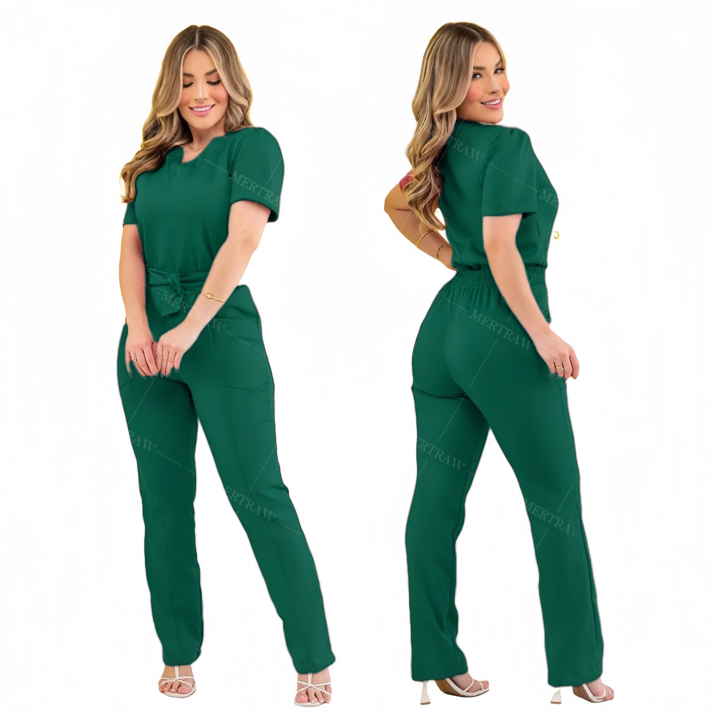 MERTRAW Polyester and Spandex Hospital Scrubs Uniform-Medical Scrubs Set for Nurses and Beauty Professionals.