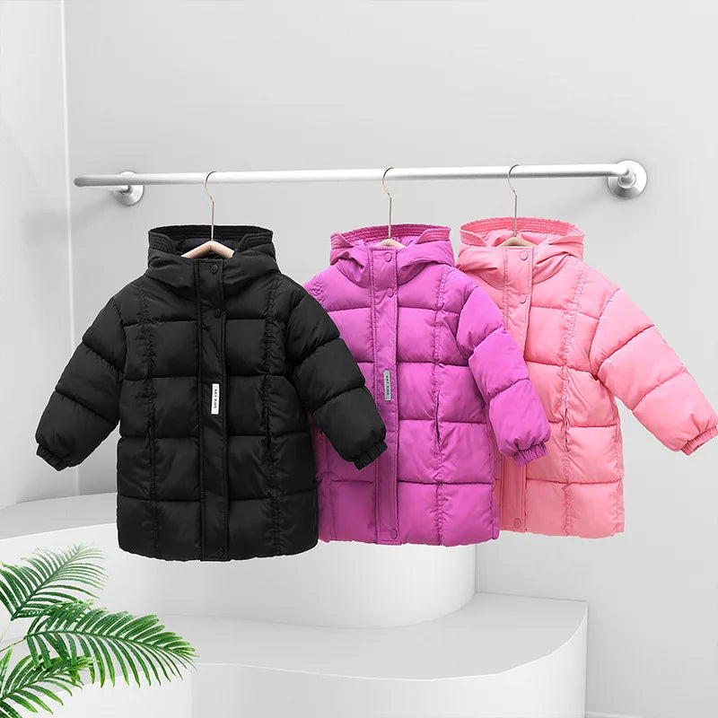 2024 Korean Style Girls' Cotton Padded Down Jackets-Warm & Stylish Autumn /Winter Outerwear for Ages 7-12.