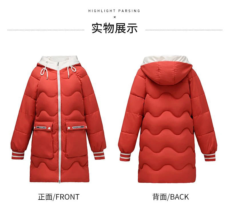 Women's Long Hooded Thicken Cotton Parka-Winter Down Puffer Coat 2024.