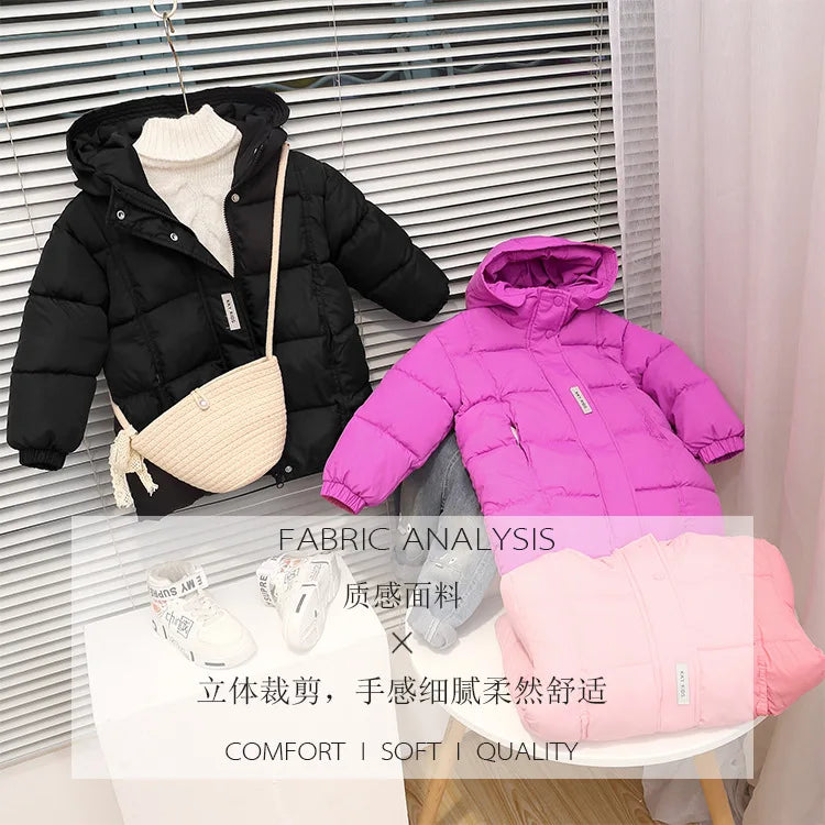 2024 Korean Style Girls' Cotton Padded Down Jackets-Warm & Stylish Autumn /Winter Outerwear for Ages 7-12.