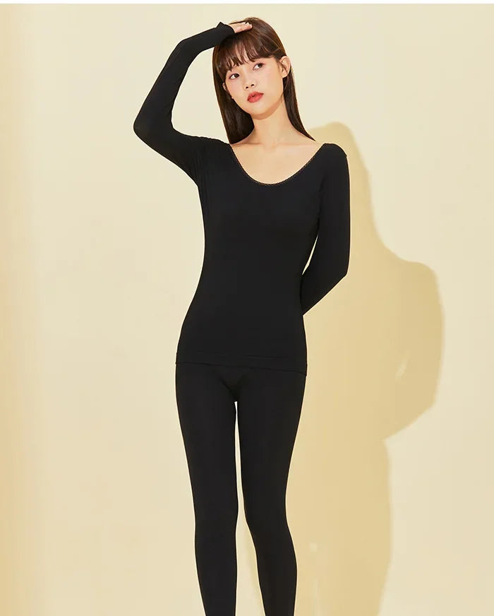 Semir Thermal Underwear Women Base Fashionable Inner Wear Warm Brushed Thickened Spring Long-Sleeved Suits