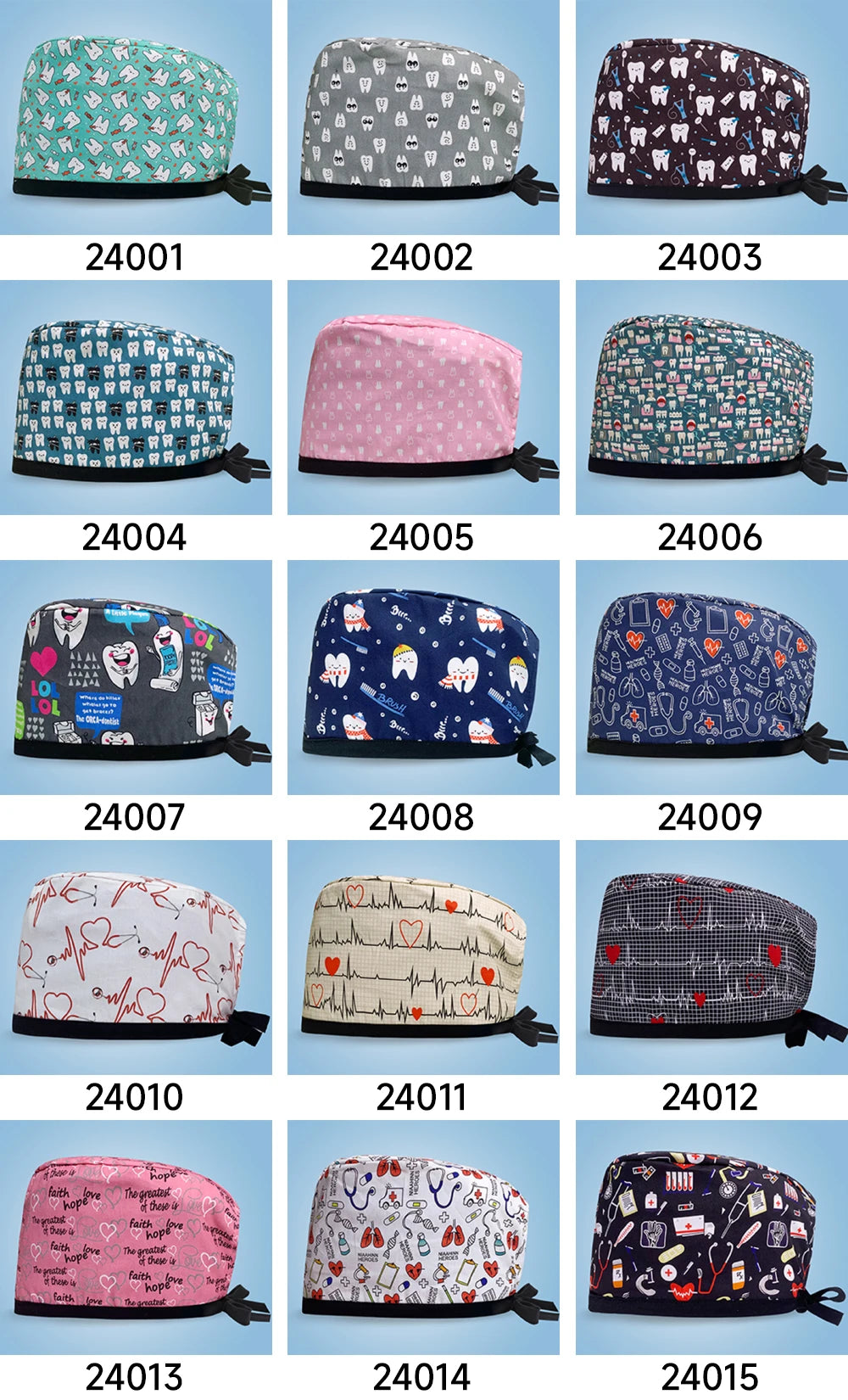 Cotton Cartoon Print Hat Adjustable Working Caps Beauty Salon Nursing Cap Unisex Surgical Hat Wholesale Scrub Caps