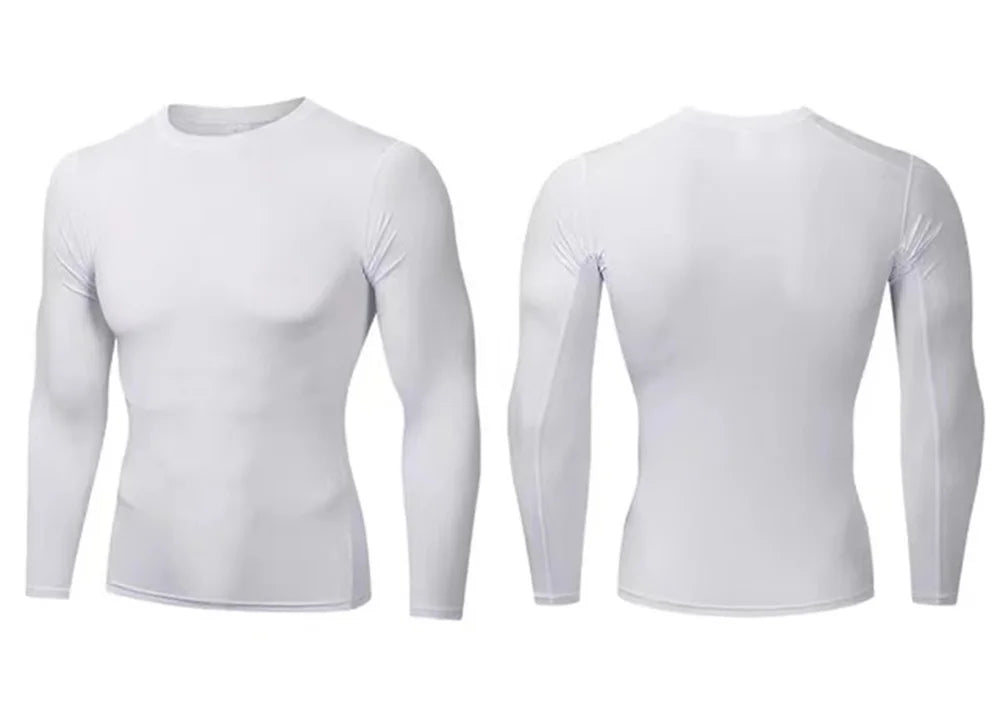 Men's All Season Compression Workout Shirts Quick-Dry Polyester-Spandex Long Sleeve - All Seasons Base Layer for Gym & Running.