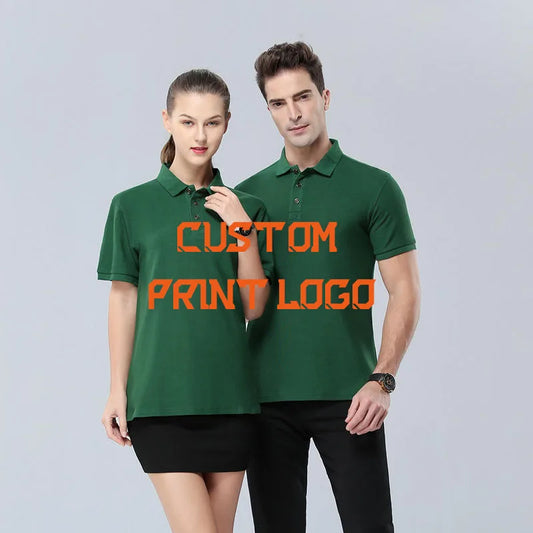 NoEnName_Null 100% cotton Custom Adult polo t shirts print logo turn-over collar T shirts Worker costume suits Wholesale Print Logo clothes