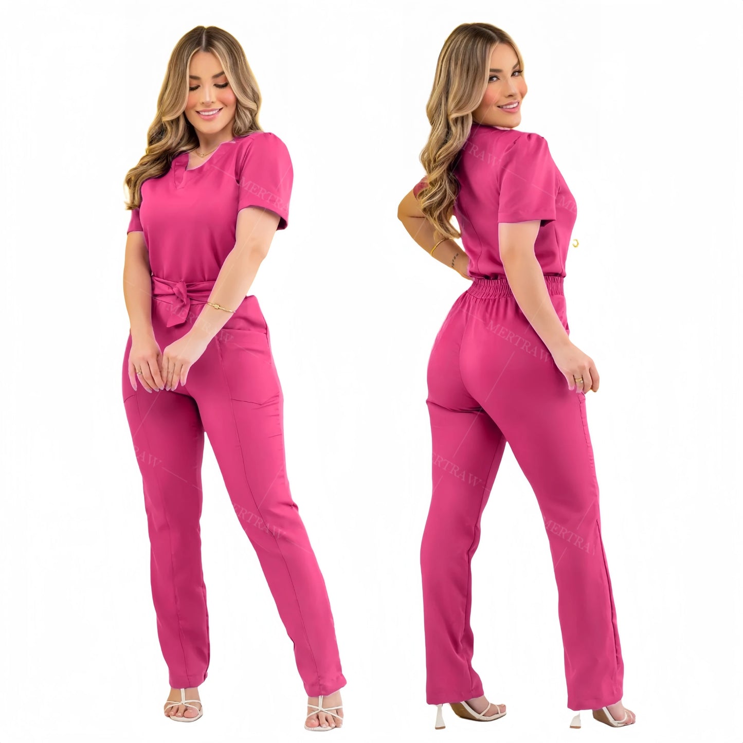 MERTRAW Polyester and Spandex Hospital Scrubs Uniform-Medical Scrubs Set for Nurses and Beauty Professionals.