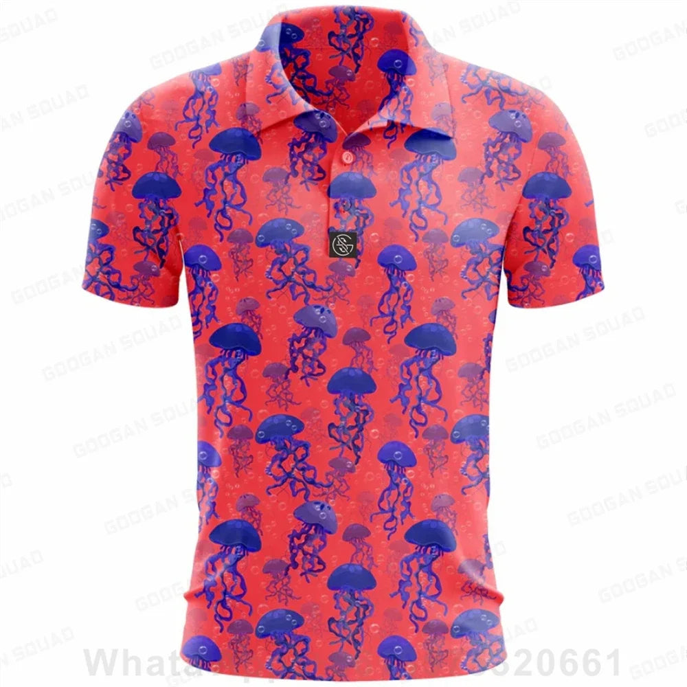 NoEnName_Null Golf Shirt for Men Casual 100% Polyester Shirt  High Quantity Turn Down Collar Polo Shirt.