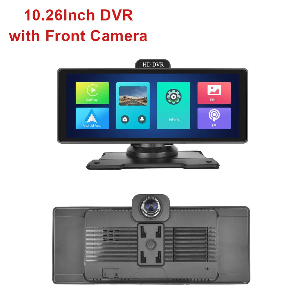 Podofo 10.26" 4K Dash Cam ADAS Wireless Carplay & Android Auto Car DVR Rearview Camera Dashboard Video Recorder GPS Track