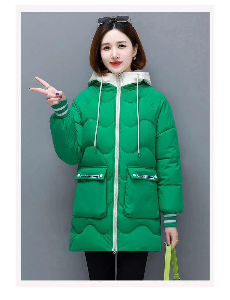 Women's Long Hooded Thicken Cotton Parka-Winter Down Puffer Coat 2024.