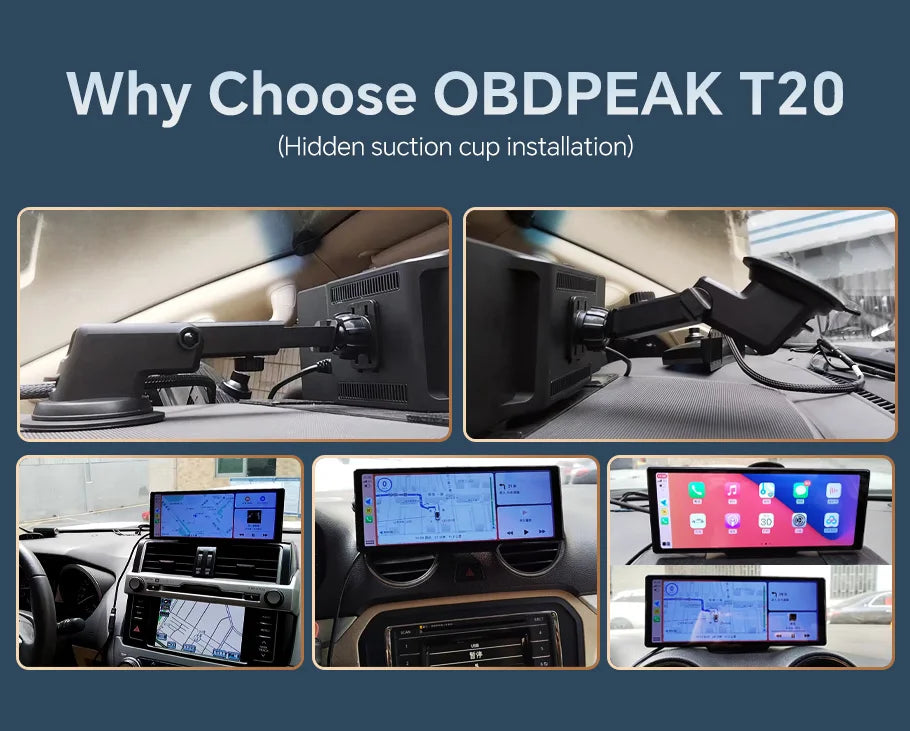 OBDPEAK T20 10.26" Dash Cam  Rearview Camera Carplay & Android Auto Smart Player  GPS Navigation Car DVR FM Mirror Monitor