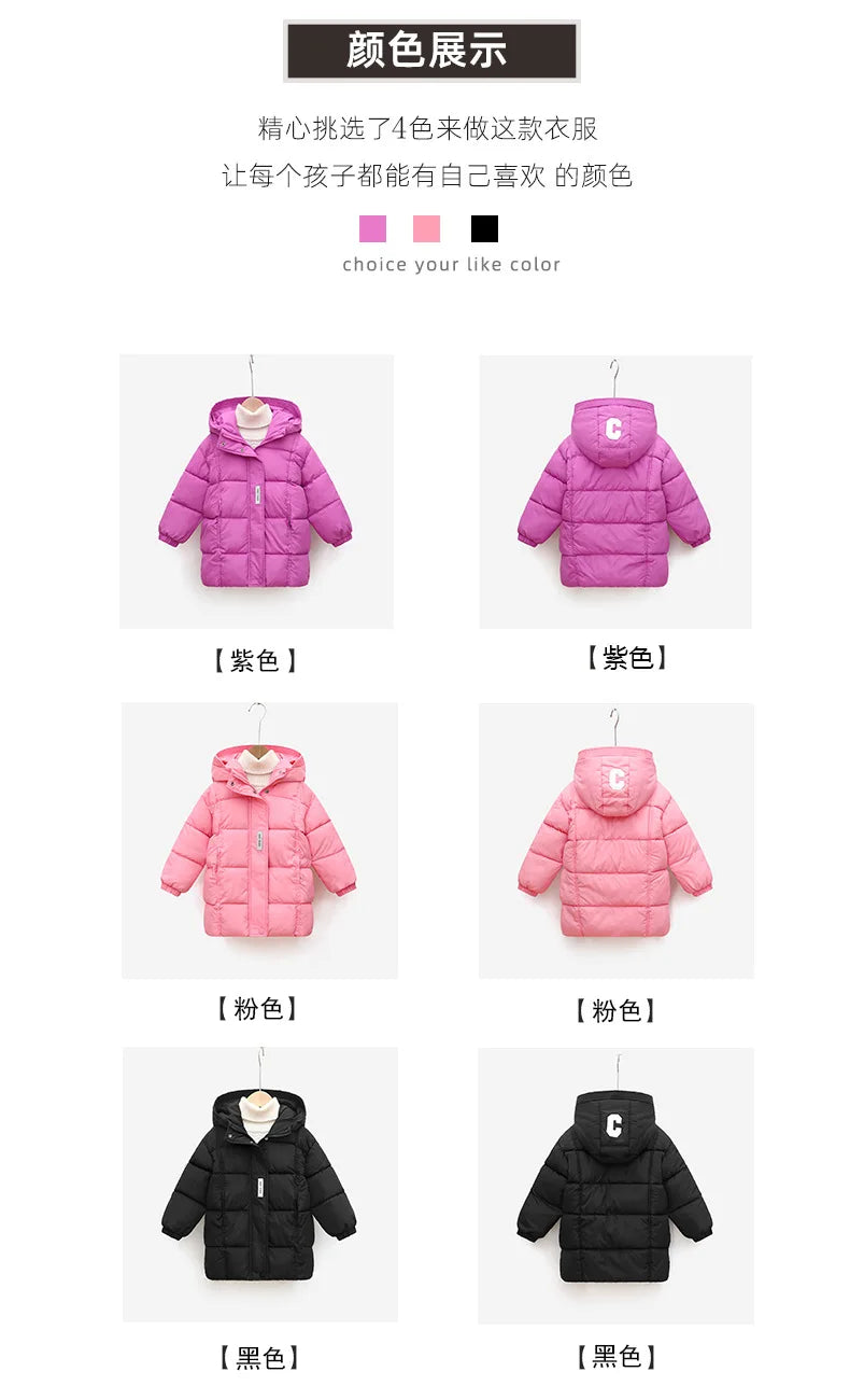 2024 Korean Style Girls' Cotton Padded Down Jackets-Warm & Stylish Autumn /Winter Outerwear for Ages 7-12.