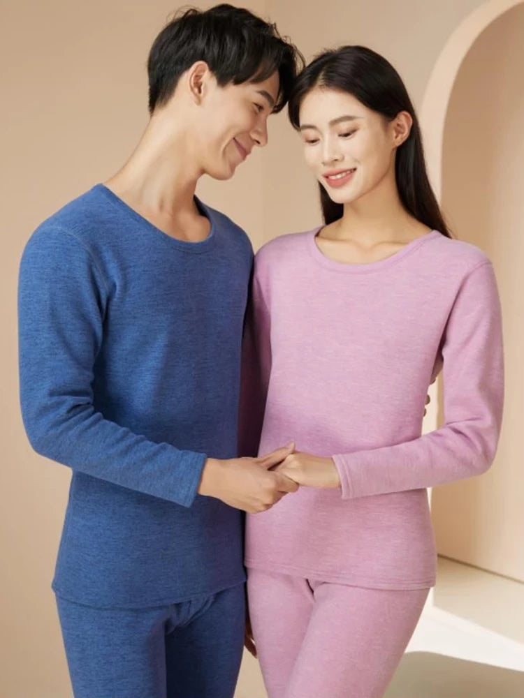 SYTYCLHABROU Luxury Velvet Thermal Underwear Set for Unisex Ultimate Winter Layers -Thick Cashmere Long Sleeve Tops & Pants.