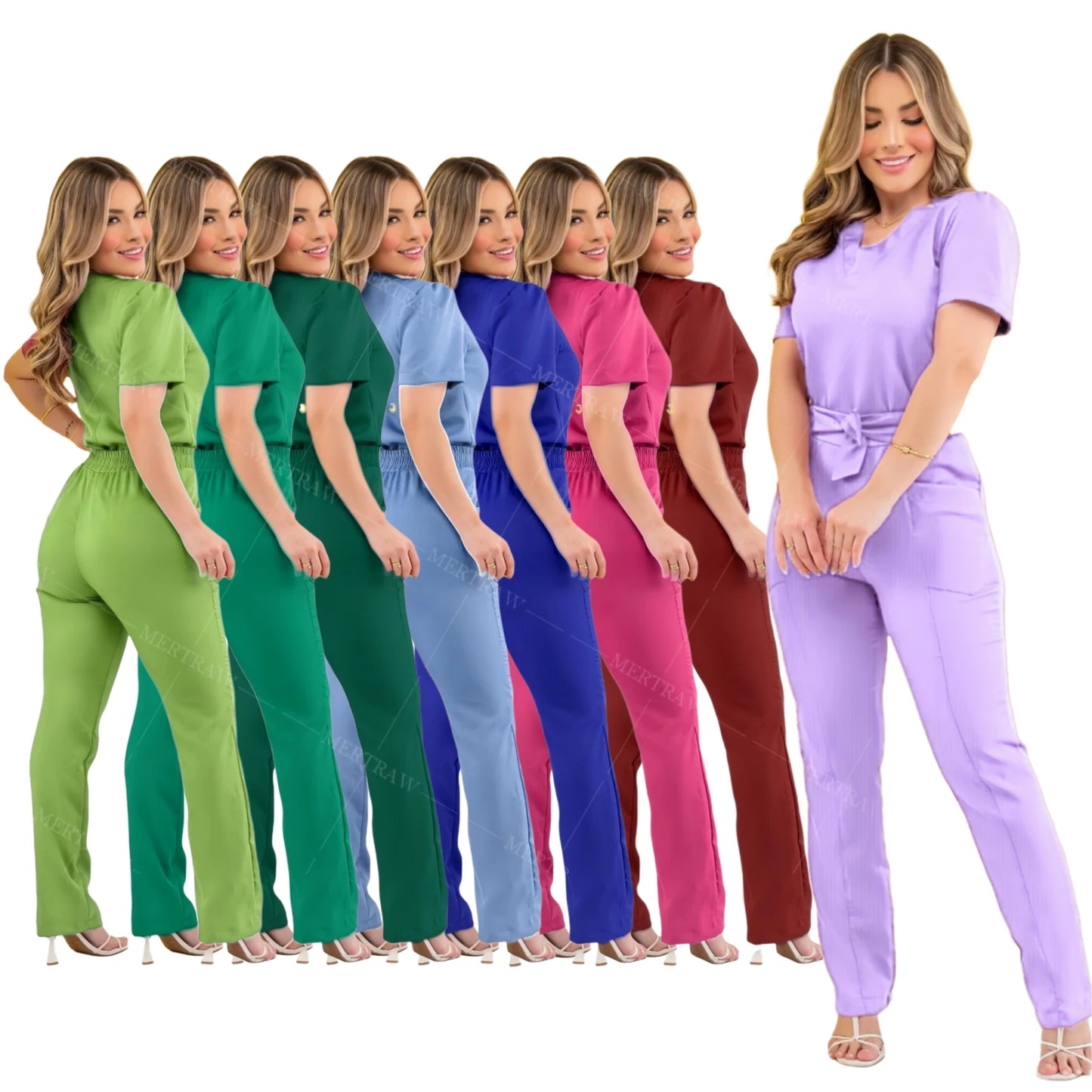 MERTRAW Polyester and Spandex Hospital Scrubs Uniform-Medical Scrubs Set for Nurses and Beauty Professionals.