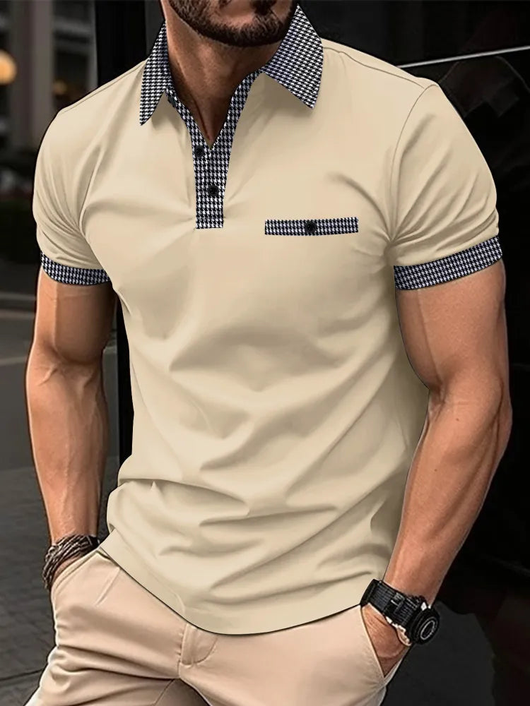 Summer New Men's Clothing Casual Polo Short-Sleeved Shirt Rowan Collar.