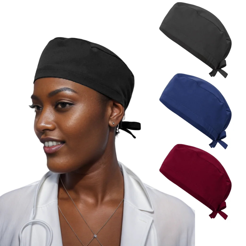 Unisex Scrub Hat with Sweat-absorbent Beauty Salon Working Cap Cartoon Printing Tooth Check Work Hat Wholesale Nurse Accessories