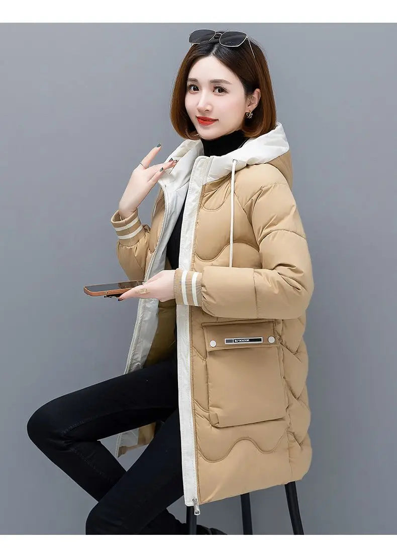 Women's Long Hooded Thicken Cotton Parka-Winter Down Puffer Coat 2024.