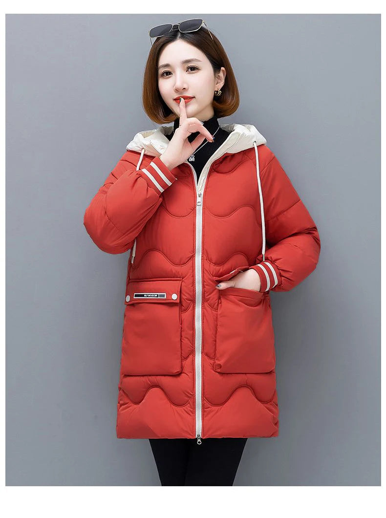 Women's Long Hooded Thicken Cotton Parka-Winter Down Puffer Coat 2024.