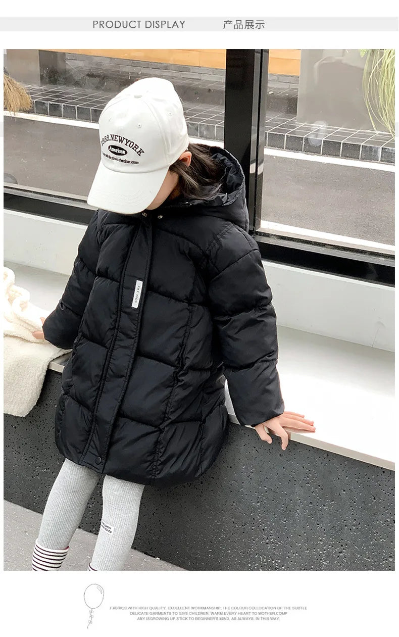 2024 Korean Style Girls' Cotton Padded Down Jackets-Warm & Stylish Autumn /Winter Outerwear for Ages 7-12.