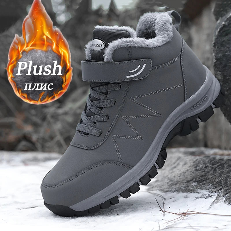 Unisex Waterproof PU Leather Hiking Boots-Winter Climbing Sneakers for Men & Women.