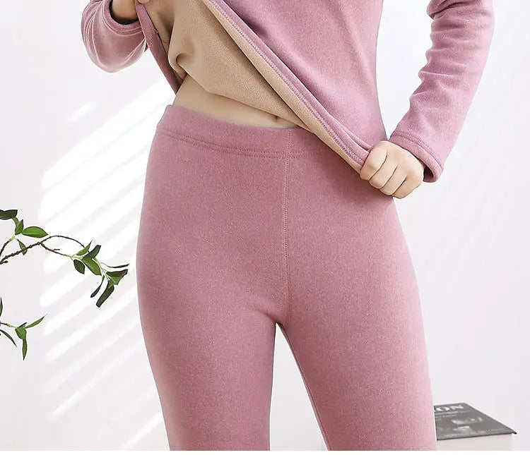 JAYCOSIN Cozy Lamb Fleece Thermal Underwear Set for Women-Ultimate Comfort.