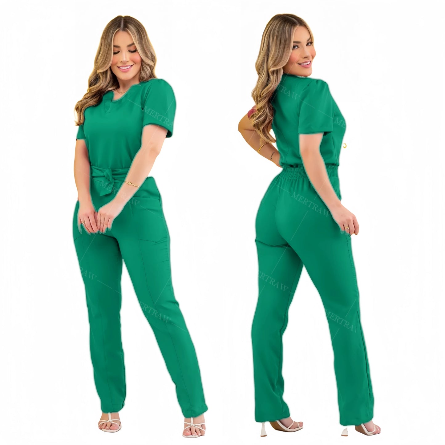 MERTRAW Polyester and Spandex Hospital Scrubs Uniform-Medical Scrubs Set for Nurses and Beauty Professionals.