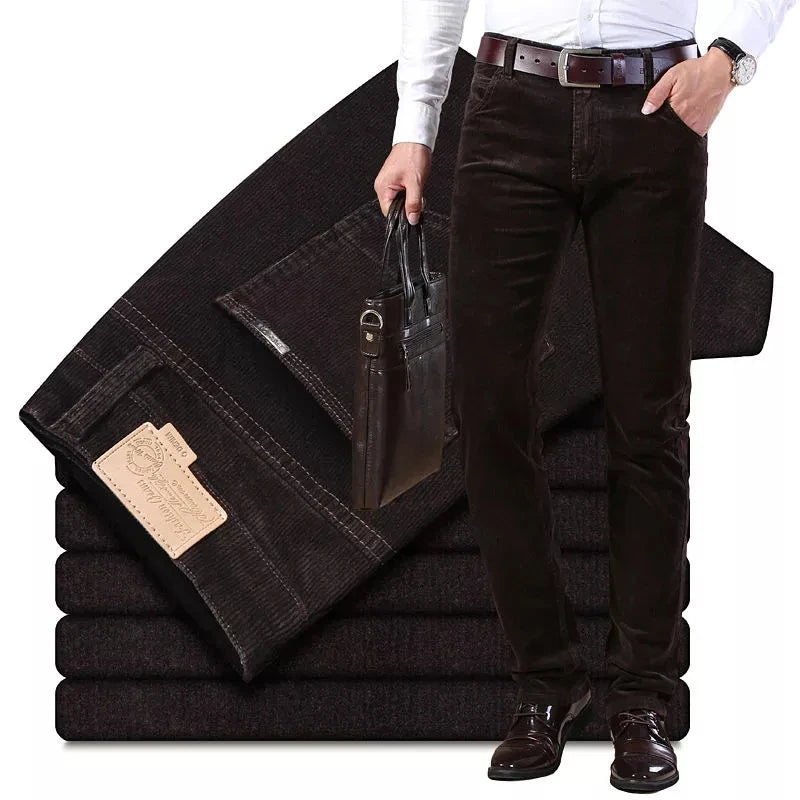 NoEnName_Null Autumn Winter Men`s Thick Warm Corduroy Pants Fleece Trousers Male Casual Business Style Long Jeans Men