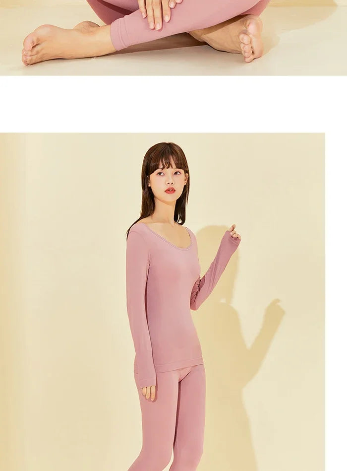 Semir Thermal Underwear Women Base Fashionable Inner Wear Warm Brushed Thickened Spring Long-Sleeved Suits