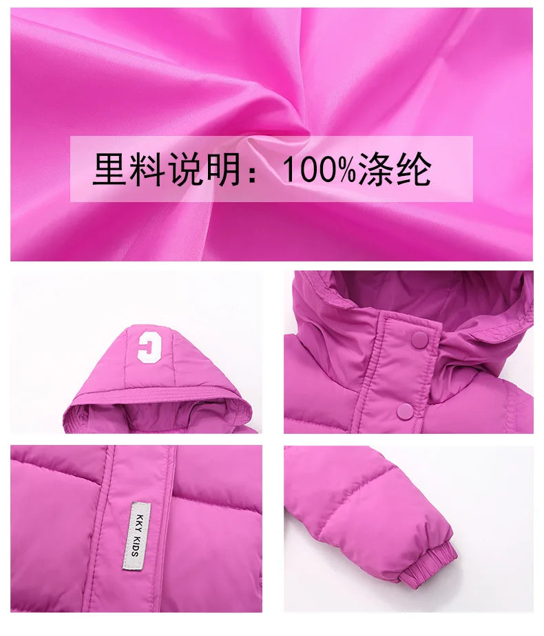 2024 Korean Style Girls' Cotton Padded Down Jackets-Warm & Stylish Autumn /Winter Outerwear for Ages 7-12.