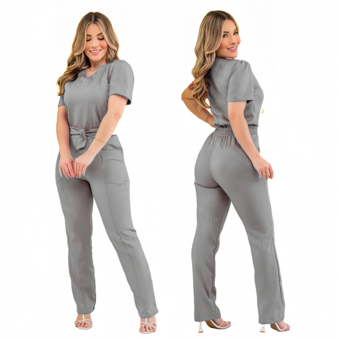 MERTRAW Polyester and Spandex Hospital Scrubs Uniform-Medical Scrubs Set for Nurses and Beauty Professionals.