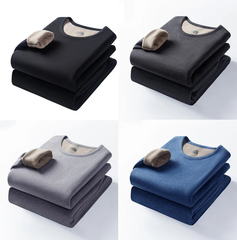 SYTYCLHABROU Luxury Velvet Thermal Underwear Set for Unisex Ultimate Winter Layers -Thick Cashmere Long Sleeve Tops & Pants.