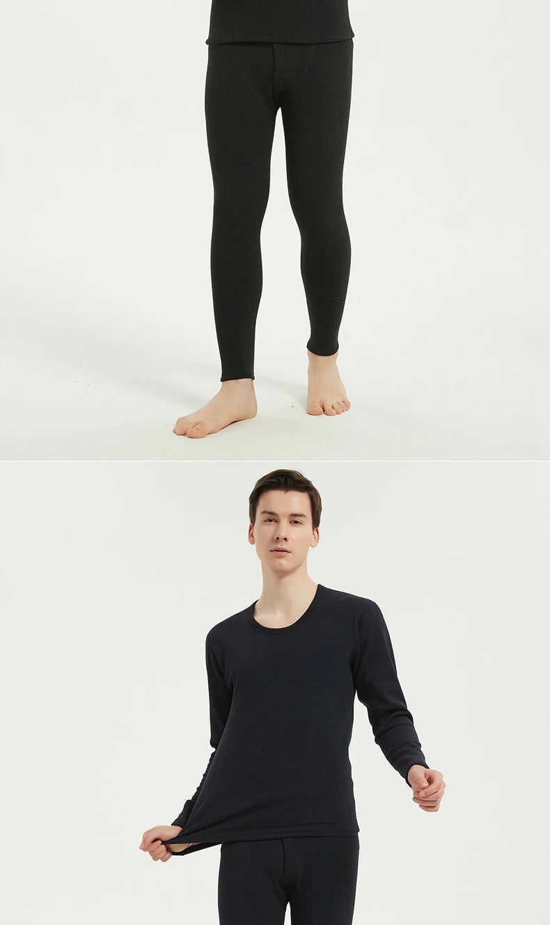 SYTYCLHABROU Luxury Velvet Thermal Underwear Set for Unisex Ultimate Winter Layers -Thick Cashmere Long Sleeve Tops & Pants.