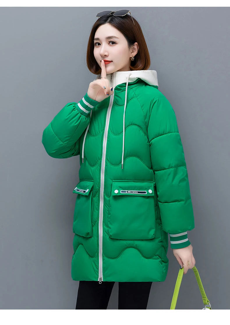 Women's Long Hooded Thicken Cotton Parka-Winter Down Puffer Coat 2024.